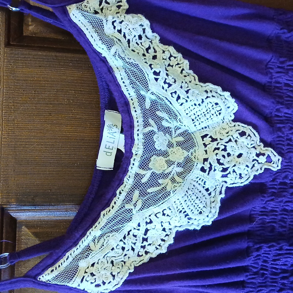 dELiA*s Purple Smocked Camisole with Bib Collar - Picture 4 of 6
